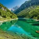 몬테네그로의 레저 문화 - **Prompt:** A breathtaking panoramic view of Durmitor National Park in Montenegro. Majestic, rugged ...