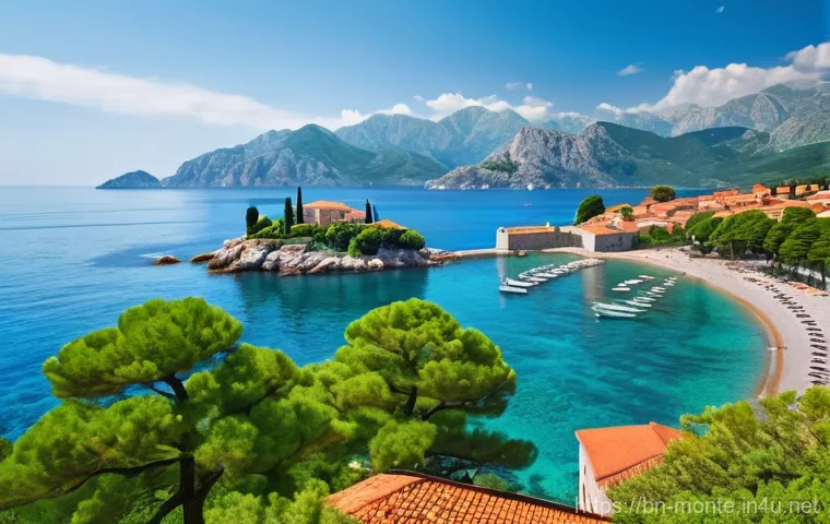 몬테네그로 럭셔리 여행 - **"A stunning aerial view of Kotor Bay, Montenegro, at sunset. The calm, deep blue Adriatic waters a...